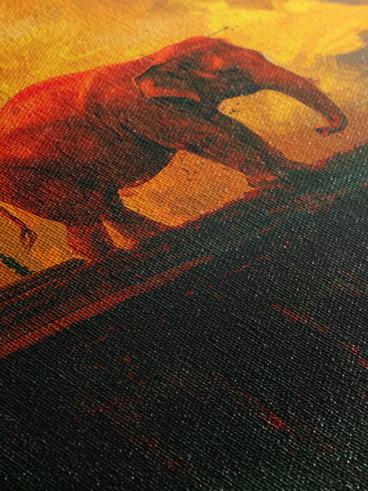 Schilderij Olifant - Clair-Obscur - Oranje