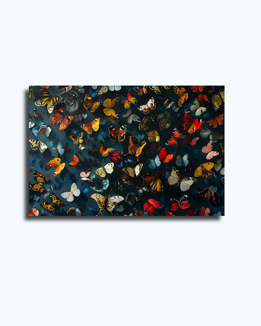 Schilderij Vlinders - Impressionisme - Donkerblauw